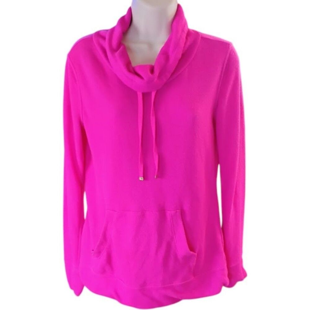 Lilly Pulitzer Hot Pink Cowl Neck Pullover Sweatshirt Womens Small Style 20797